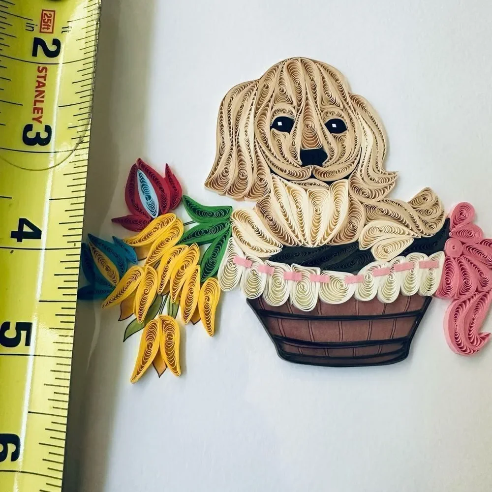 Quill Paper Puppy Dog Quilling Art Greeting Card